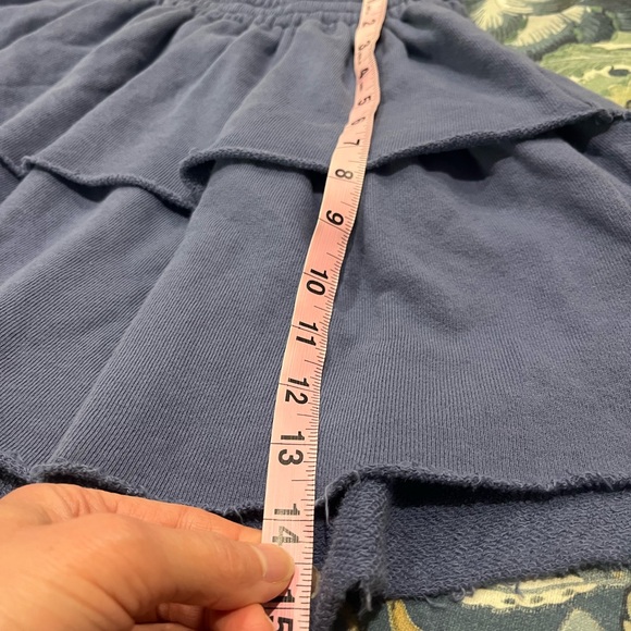 Aerie Weekend Ruffle Mini Skirt Sz Small Tiered Blue Raw Edges Small Comfy Cozy - Picture 6 of 6